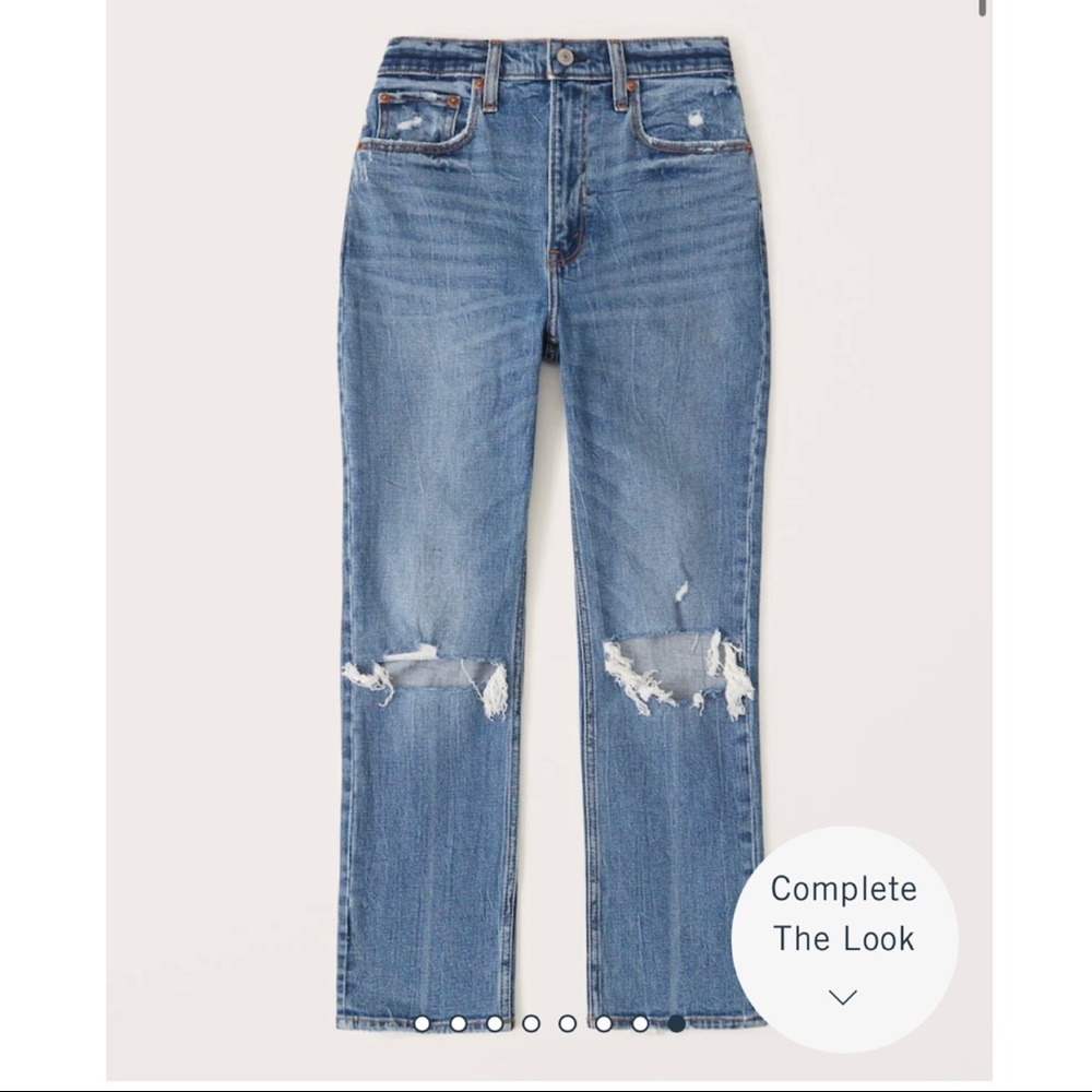 Abercrombie & Fitch Curve Love Ultra High Rise Ankle Straight Jeans medium wash